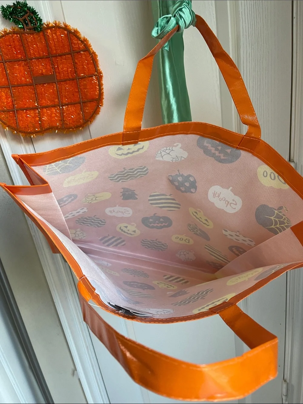 Halloween Pumpkin Treat Bag — Orange Spooky Design